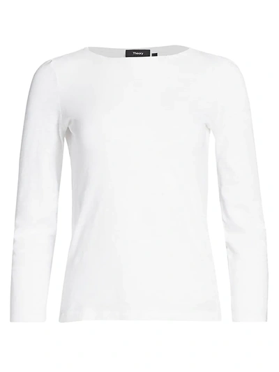 Shop Theory Women's Boatneck Long-sleeve T-shirt In White