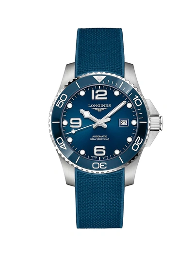 Shop Longines Men's Hydroconquest 43mm Strap Watch In Blue
