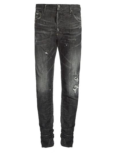 Shop Dsquared2 Cool Guy Paint Faded Straight Jeans In Black