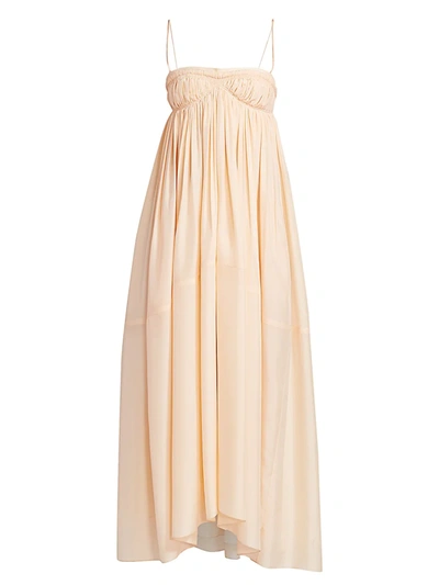 Shop Chloé Women's Empire Waist Silk Maxi Dress In Tender Peach