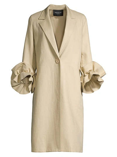 Shop Lafayette 148 Women's Emmie Ruffle-sleeve Coat In Stone