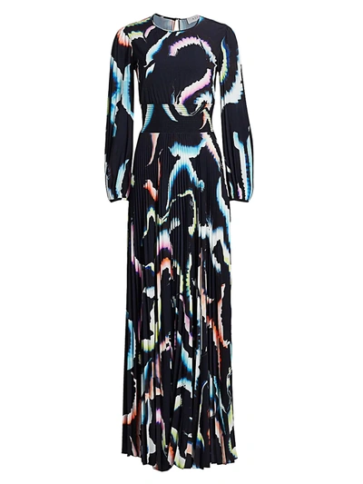Shop A.l.c Leah Papilio Pleated Maxi Dress In Midnight Multi