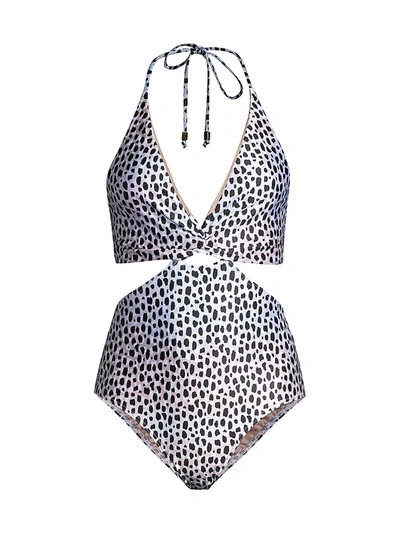 Shop Suboo Amelie Print Cutout One-piece Swimsuit In Ombre Leopard