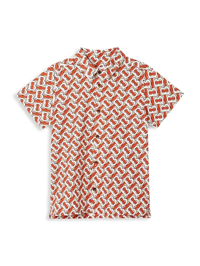 Shop Burberry Little Boy's & Boy's Desmond Monogram Shirt In Orange Multi