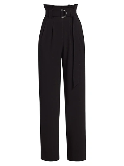 Shop Ganni Women's Heavy Crepe Paperbag Trousers In Black