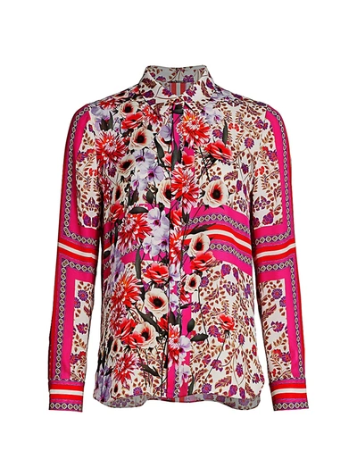 Shop Elie Tahari Women's Ingunn Floral Silk Shirt In Neutral
