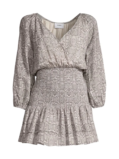 Shop Suboo Sylvie Shirred-waist Mini Dress Cover-up In Neutral