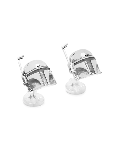 Shop Cufflinks, Inc Men's Star Wars 3d Boba Fett Cufflinks In Silver