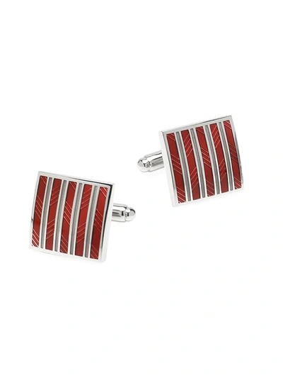 Shop Cufflinks, Inc Men's Ox & Bull Trading Co, Red And Gray Striped Square Cufflinks