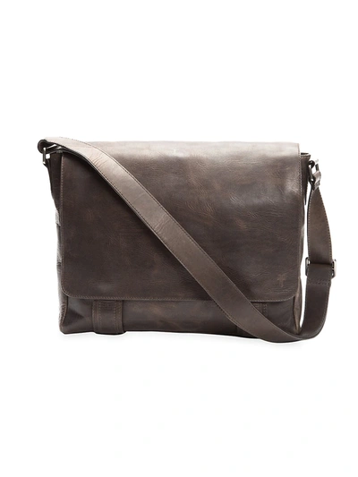 Shop Frye Logan Leather Messenger Bag In Slate