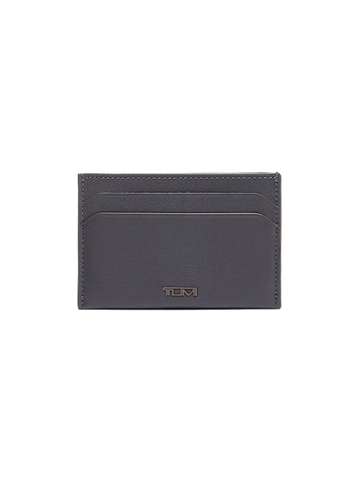 Shop Tumi Men's Nassau Slim Leather Card Case In Grey Texture