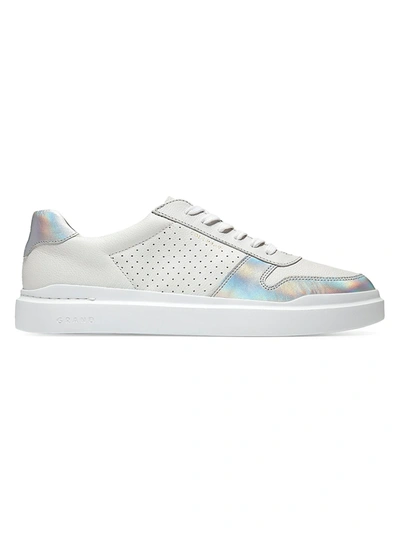Shop Cole Haan Women's Grandpro Rally Iridescent Leather Sneakers In Optic White