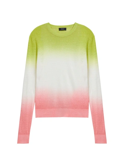 Shop Theory Dual Ombre Sweater In Pink Green