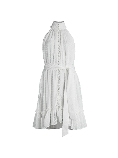 Shop Zimmermann Wavelength Swiss Dot Silk Dress In Pearl