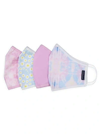 Shop Andy & Evan 4-pack Tie-dye Printed Cotton Face Mask Set In Neutral