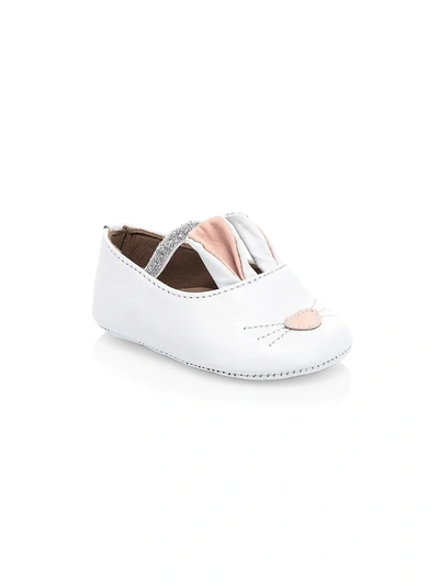 Shop Elephantito Baby Girl's Leather Bunny Slippers In White