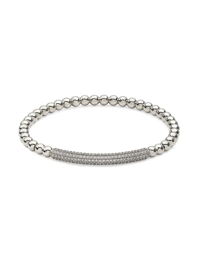 Shop Adriana Orsini Rhodium Plated Sterling Silver Pave Bar Bracelet