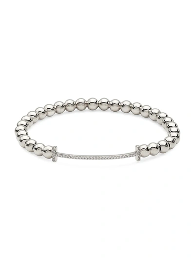 Shop Adriana Orsini Rhodium Plated Sterling Silver T Stretch Beaded Bracelet