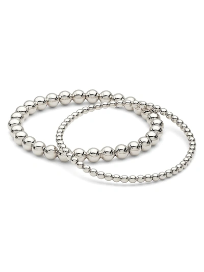 Shop Adriana Orsini Women's 2-piece Rhodium-plated Sterling Silver Stretch Beaded Bracelets
