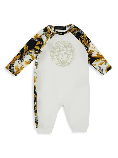 Shop Versace Baby's Tutina Medusa Logo Coverall In White