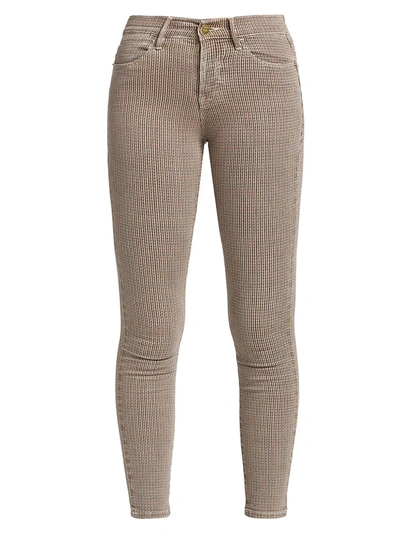 Shop Frame Le High Houndstooth Skinny Jeans In Tawny Multi