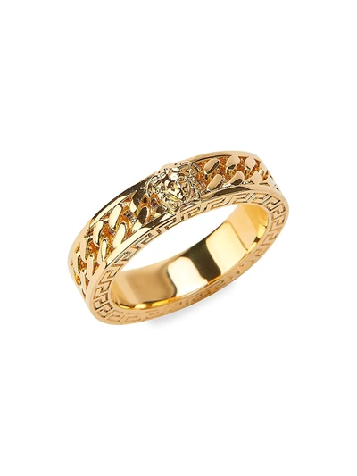Shop Versace Men's Metal Ring In Gold