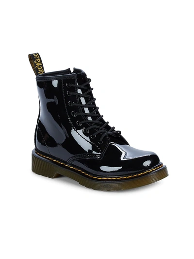 Shop Dr. Martens' Little Girl's & Girl's Patent Leather Lamper Boots In Black