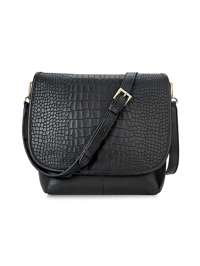 Shop Gigi New York Women's Andie Croc-embossed Leather Crossbody Bag In Black
