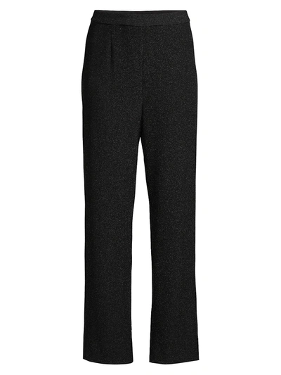 Shop Misook Women's Sparkle Pull-on Wide-leg Pants In Black