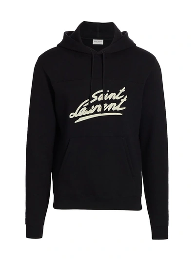 Shop Saint Laurent Men's Volume Class Logo Hoodie In Black
