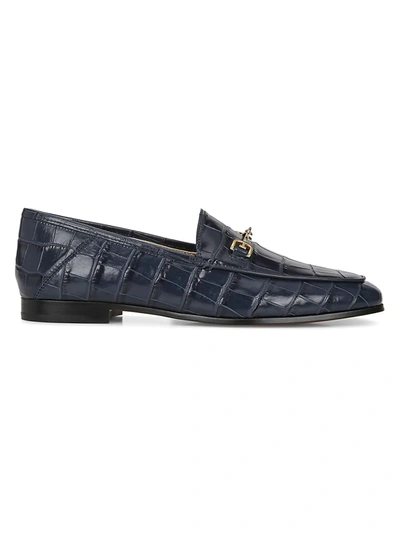 Shop Sam Edelman Women's Loraine Croc-embossed Leather Loafers In Navy