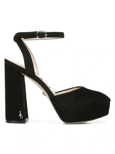 Shop Sam Edelman Women's Olwyn Suede Platform Sandals In Black