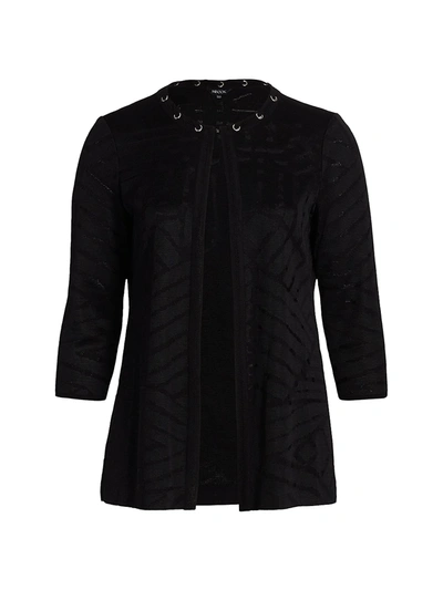 Shop Misook, Plus Size Women's Grommet Detail Tonal Knit Jacket In Black