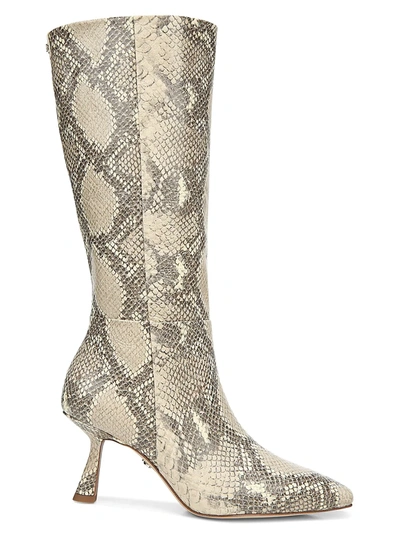Shop Sam Edelman Samira Knee-high Snakeskin-embossed Leather Boots In Wheat