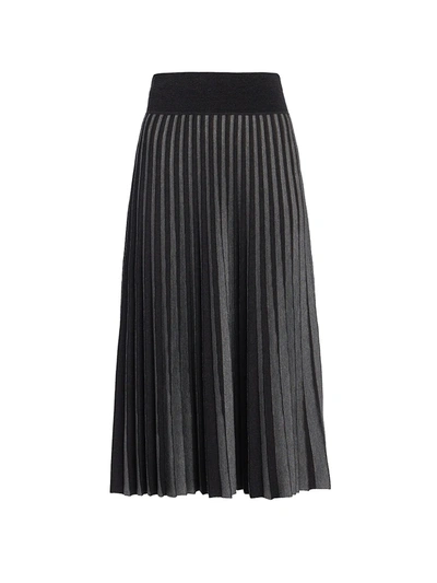 Shop Agnona Women's Merino Wool-blend Pleated Midi Skirt In Charcoal