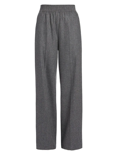 Shop Agnona Wool & Silk Flannel Wide-leg Pants