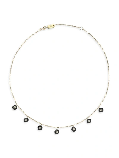 Shop Ippolita Carnevale Stardust 18k Yellow, Black Ceramic & Diamond 7-stone Necklace In Gold