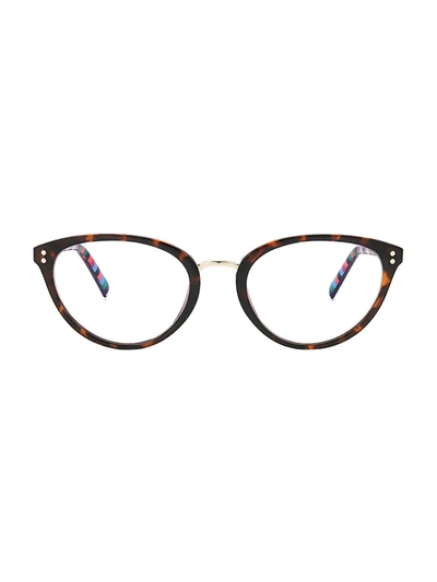 Shop Kate Spade Women's Emilia 52mm Blue Block Cat Eye Glasses In Dark Havana