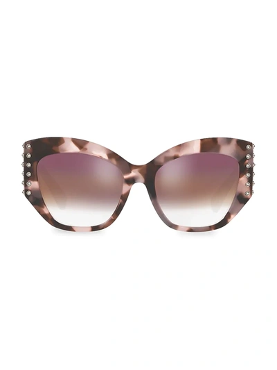 Shop Valentino Individual 54mm Embellished Cat Eye Sunglasses In Pink Havana