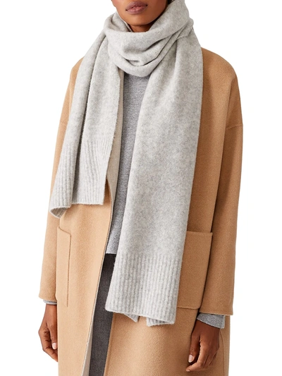 Shop Eileen Fisher Wrap Cashmere-blend Scarf In Pearl