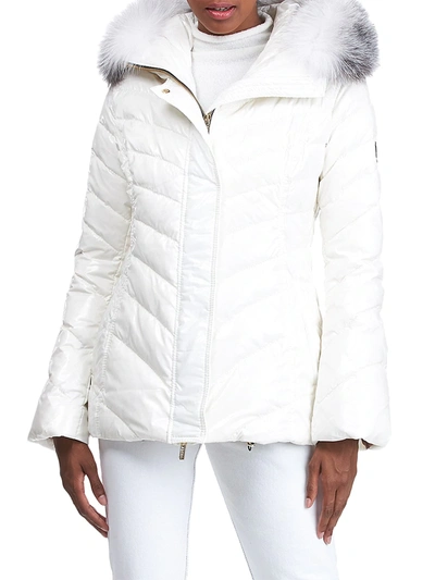 Shop Gorski Apres-ski Puffer Fur-hood Trim Jacket In White