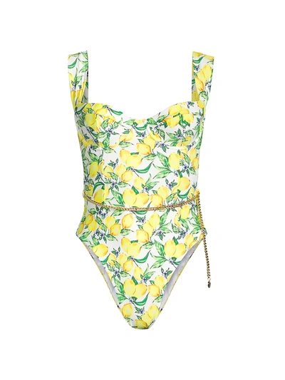 Shop Weworewhat Danielle Lemon-print One-piece Swimsuit In Lemons Allover
