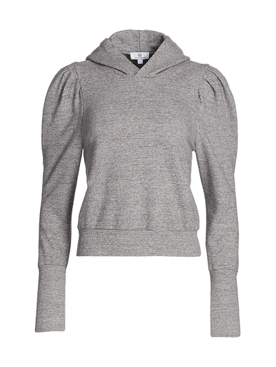 Shop Ag Walker Puff-sleeve Hoodie In Heather Grey