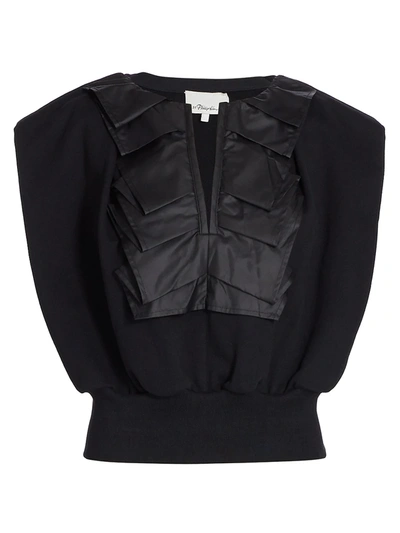 Shop 3.1 Phillip Lim / フィリップ リム Women's French Terry Ruffle Top In Black