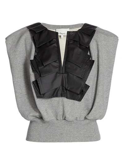 Shop 3.1 Phillip Lim / フィリップ リム French Terry Ruffle Top In Grey Melange
