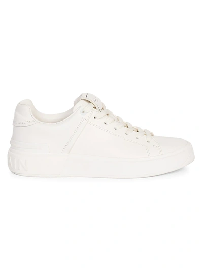 Shop Balmain B-court Leather Sneakers In White