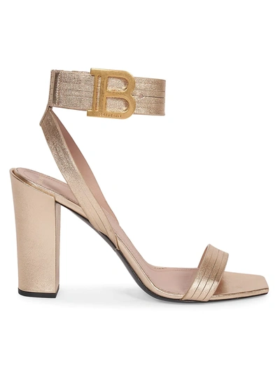 Shop Balmain Women's Stella Metallic Leather Sandals In Gold