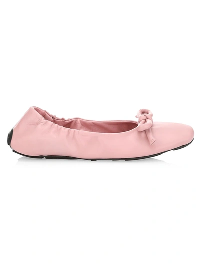 Shop Prada Leather Ballet Flats In Rosa