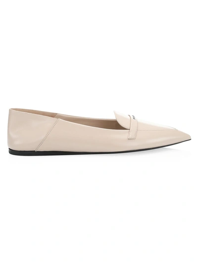 Shop Prada Brushed Leather Loafers In Cipria