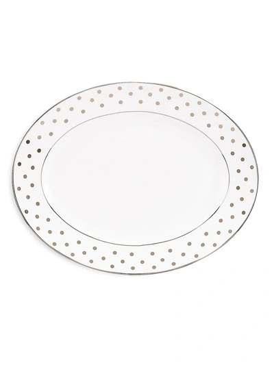 Kate Spade Larabee Road Platinum-accented Bone China Oval Platter In White  | ModeSens